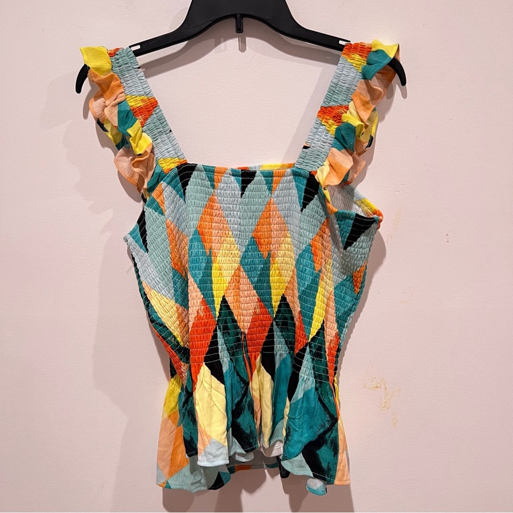 Torrid Peplum Washable Crinkle Gauze Smocked Tank Top - Picture 6 of 8